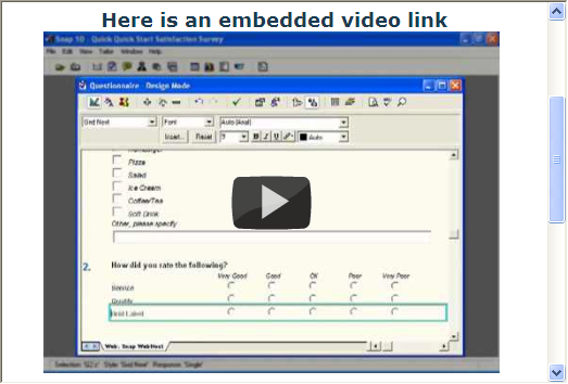 embedded YouTube video - survey software