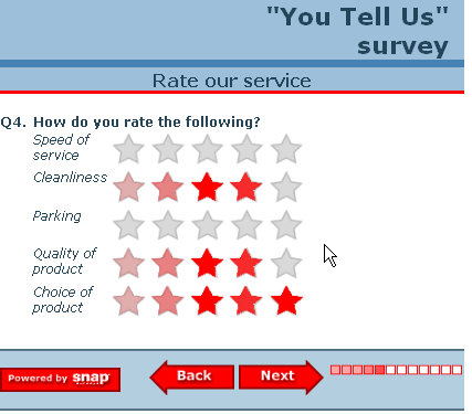 survey software - star rating scale