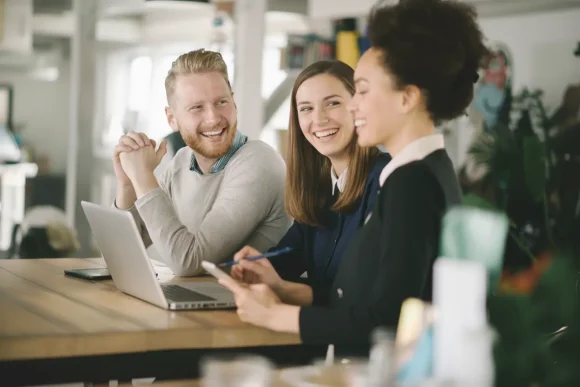 Happy office workers