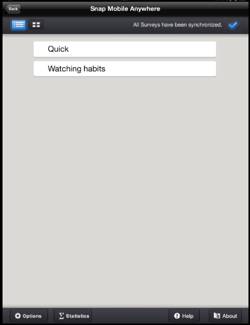 Setup screen for offline interviewing