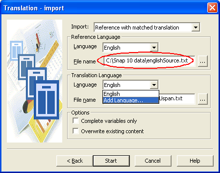 Translation wizard - from reference