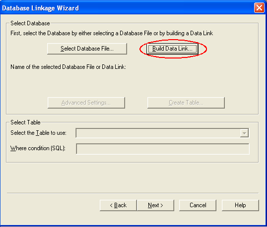 Database Linkage Wizard, Build Data Link