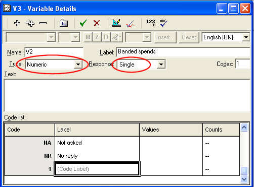 Variable Details - Response - Single