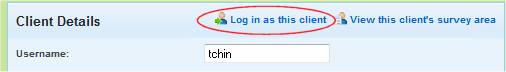 Login as this client highlighted