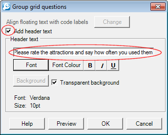 Adding heading text in compound grid