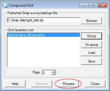 Compound grid process button