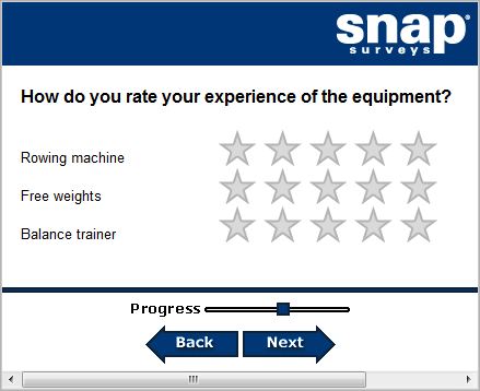 Second page of fitness suite survey