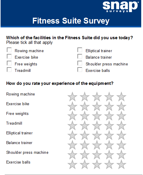 Screenshot of gymn equipment question