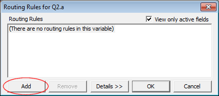 Empty routing dialog for q2a