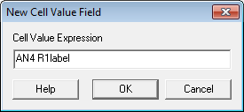New Cell Value Field dialog