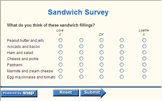 Sandwich question visual three