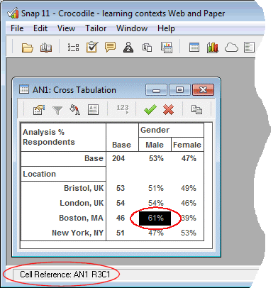 Cross Tabulation Cell Reference