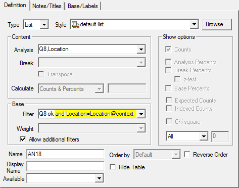 RD: base labels tab with report include area highlighted