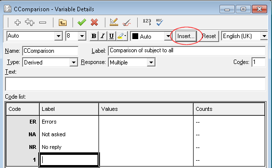 CComparison - Variable Details