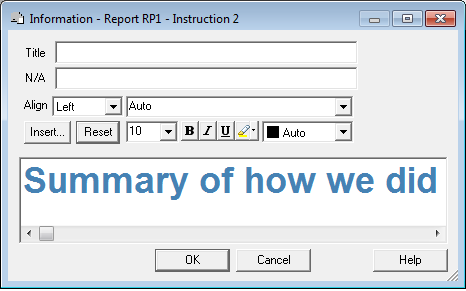 Information Report RP1 - Instruction