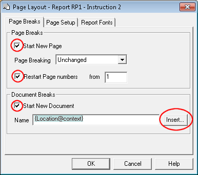 Page Layout - Report RP1 - Instruction 