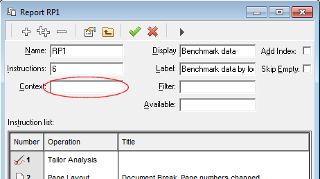 Default summary report with context filter applied