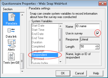 Questionnaire properties