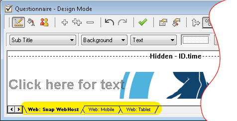 Questionnaire - Design Mode: change edition selecting tab