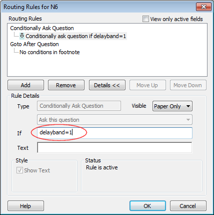 Routing Rules delayband If