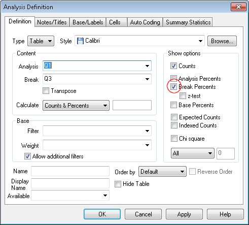 RD: base labels tab with report include area highlighted