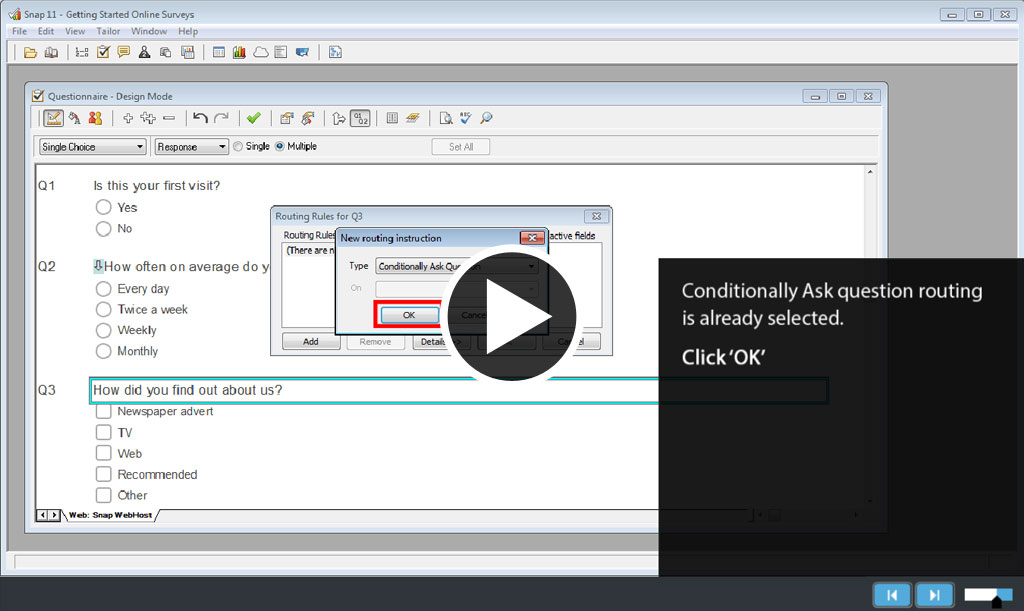 Conditionally-ask-question-routing