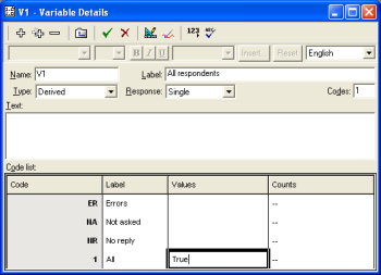 Create derived variable All in Snap 9