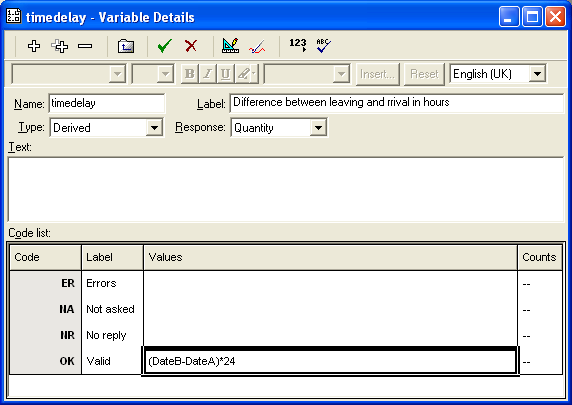 Showing a variable formula for calculating hours