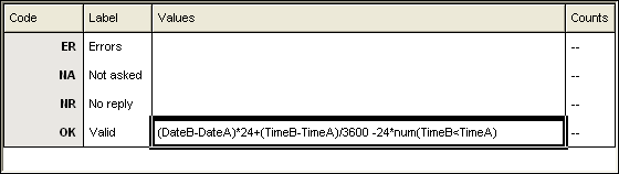 Variable details howing full time formula