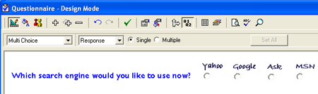 Questionnaire - Design Mode dialog