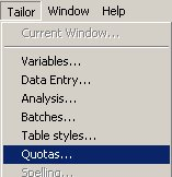 select Tailor then Quotas
