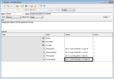 Variable Details | Quarter