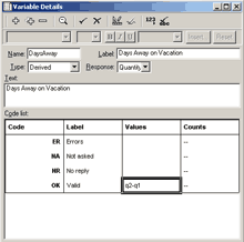 Variable Details dialog example | q2-q1