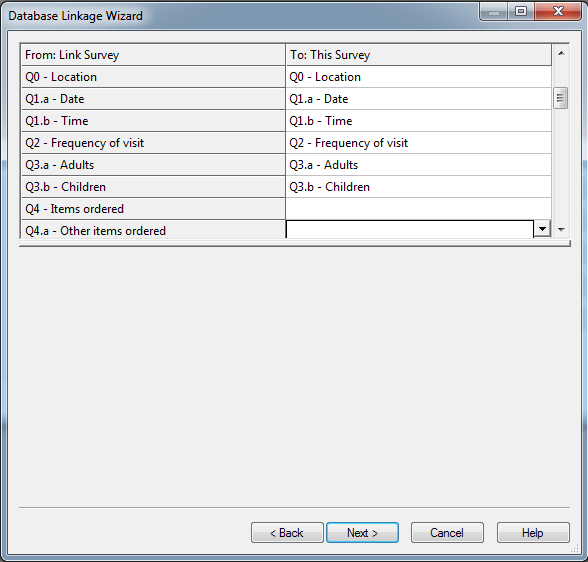 6Database linkage wizard mapping