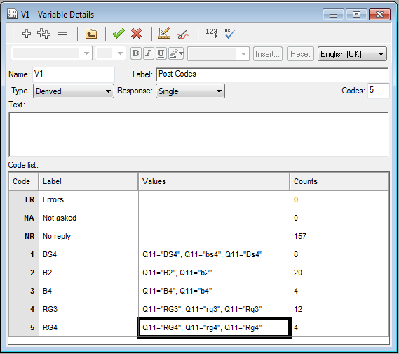 Variable details window