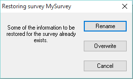 Restore Survey MySurvey