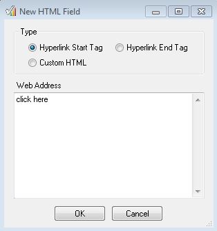 New html dialog with "click here"