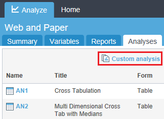 webhost custom analysis tab
