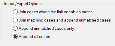 import/export options