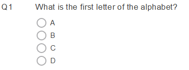 question: what is the first letter of the alphabet?