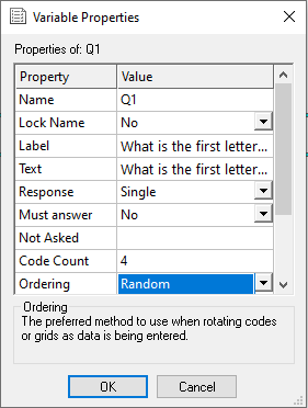 variable properties: randomise