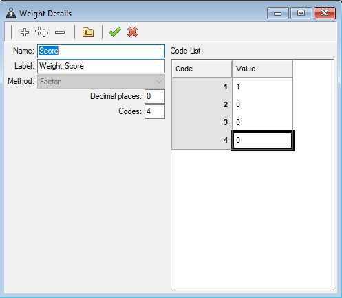 weight to create score