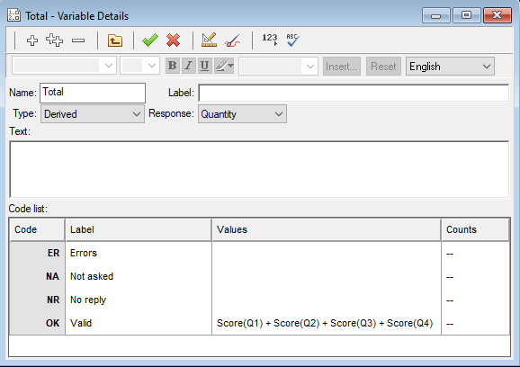 variable adding up scores