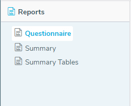 Standard reports in the Reports side menu
