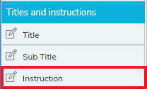 Titles and instructions menu