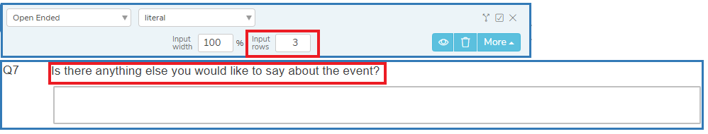 Open Ended question with 3 rows