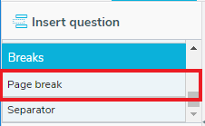 Page Break menu