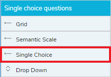 Single choice questions menu