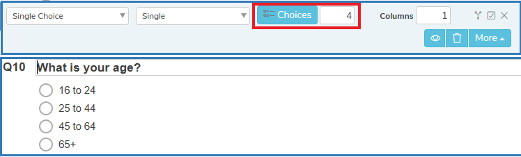 Demographic question asking for an age range