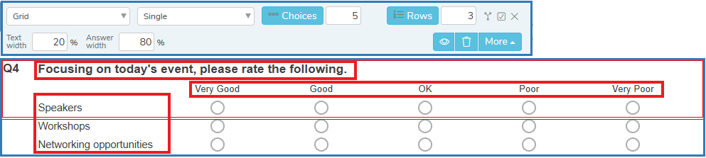 Grid question with label text added